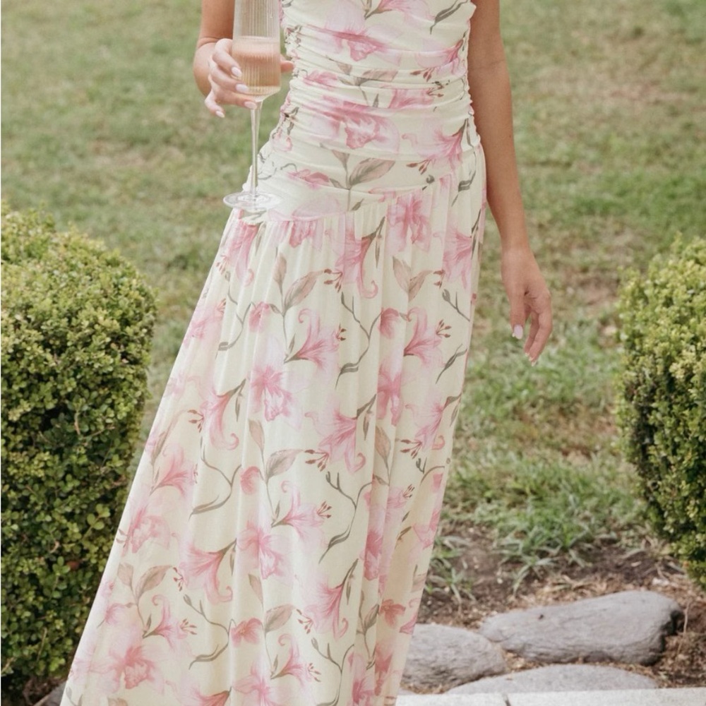 Floral Maxi Skirt - Pink and Cream